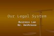 Our Legal System Business Law Mr. DelPriore. Our Laws What is law? What is law? Enforceable rules of conduct in a society Enforceable rules of conduct