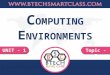 UNIT - 1Topic - 2 C OMPUTING E NVIRONMENTS. What is Computing Environment? Computing Environment explains how a collection of computers will process and