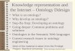 Knowledge representation and the Internet â€“ Ontology Ddesign What is an ontology? Why develop an ontology? Step-By-Step: Developing an ontology Going deeper: