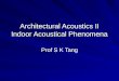 Architectural Acoustics II Indoor Acoustical Phenomena Prof S K Tang