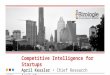 Confidential Competitive Intelligence for Startups April Kessler Chief Research Analyst Lindsey Schell Chief of Business Development