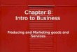 Chapter 8 Intro to Business Producing and Marketing goods and Services