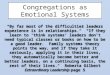 Congregations as Emotional Systems “By far most of the difficulties leaders experience is in relationships.” “If they learn to ‘think systems’ leaders