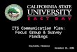 ITS Communication Plan: Focus Group & Survey Findings Raechelle Clemmons November 25, 2008