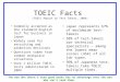 TOEIC Facts (TOEIC Report on Test Takers, 2004) Commonly accepted as the standard English test for business in Japan Widely used for recruiting and promotion