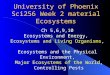 University of Phoenix Sci256 Week 2 material Ecosystems Ch 5,6,9,10 Ecosystems and Energy, Ecosystems and Living Organisms, Ecosystems and the Physical
