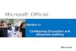 Microsoft ® Official Course Module 11 Configuring Encryption and Advanced Auditing