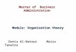 Master of Business Administration Module: Organization theory Module: Organization theory Dania Al-Natour Maiss Tanatra