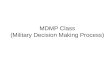 MDMP Class (Military Decision Making Process). What is MDMP It is a standardized planning / decision making model used by the Army: –Conceptually very