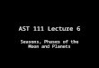 AST 111 Lecture 6 Seasons, Phases of the Moon and Planets