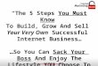 Www.InternetMarketingSecrets.com.au “The 5 Steps You Must Know To Build, Grow And Sell Your Very Own Successful Internet Business… …So You Can Sack Your