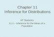 Chapter 11 Inference for Distributions AP Statistics 11.1 – Inference for the Mean of a Population