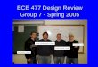 ECE 477 Design Review Group 7  Spring 2005. Outline Project overviewProject overview Project-specific success criteriaProject-specific success criteria