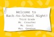 Welcome to Back-to-School Night! Third Grade Mr. Croucher Ms. Grail Mrs. Gendron