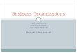 PARTNERSHIPS, CORPORATIONS AND THE VARIANTS LECTURE 3, PGS. 108-160 Business Organizations