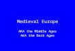 Medieval Europe AKA the Middle Ages AKA the Dark Ages