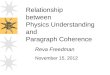 Relationship between Physics Understanding and Paragraph Coherence Reva Freedman November 15, 2012