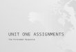 UNIT ONE ASSIGNMENTS The Extended Response. NAME______________ PERIOD #____ EXTENDED RESPONSE RUBRIC 1 POINT EACH  Content Development: Presents a clear