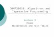 COMP20010: Algorithms and Imperative Programming Lecture 3 Heaps Dictionaries and Hash Tables