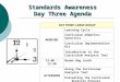 Standards Awareness Day Three Agenda DAY THREE: LARGE GROUP MORNING Learning Cycle Curriculum Adoption: Synectics Curriculum Implementation Kit Introduction