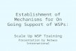 Establishment of Mechanisms for On Going Support of WSPs: Scale Up WSP Training Presentation by Netwas International