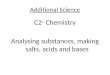 Additional Science C2- Chemistry Analysing substances, making salts, acids and bases