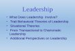 Leadership What Does Leadership Involve?What Does Leadership Involve? Trait Behavioral Theories of Leadership Trait Behavioral Theories of Leadership Situational