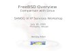 FreeBSD Overview Comparison with Linux SANOG VI IP Services Workshop July 16, 2005 Thimphu, Bhuan Hervey Allen
