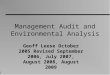 1 Management Audit and Environmental Analysis Geoff Leese October 2005 Revised September 2006, July 2007, August 2008, August 2009