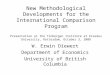 New Methodological Developments for the International Comparison Program Presentation at the Tinbergen Institute at Erasmus University, Rotterdam, October