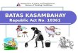 Department of Labor and Employment Bureau of Working Conditions BATAS KASAMBAHAY Republic Act No. 10361 BATAS KASAMBAHAY Republic Act No. 10361