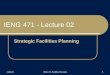 10/9/2015 IENG 471 Facilities Planning 1 IENG 471 - Lecture 02 Strategic Facilities Planning