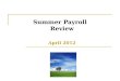 Summer Payroll Review April 2012. Payroll Appointment Service Center 2 Today’s Discussion Summer Session Calendar Review – Sandy Skiles Summer Session