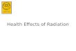 Health Effects of Radiation. What Radiation Affects Directly or indirectly, radiation affects the DNA in cells DNA controls the cell’s function and ability
