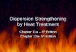 Dispersion Strengthening by Heat Treatment Chapter 11a – 4 th Edition Chapter 12a- 5 th Edition