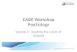 CASIE Workshop Psychology Session 2: Teaching the Levels of Analysis