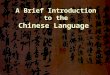 A Brief Introduction to the Chinese Language A very old yet still living language: Several thousand years long history, ever changing, but never interrupted