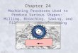 Copyright Prentice-Hall Chapter 24 Machining Processes Used to Produce Various Shapes: Milling, Broaching, Sawing, and Filing; Gear Manufacturing