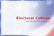 How We Elect Our President Electoral College. How are electors allotted among the states? Population Representation