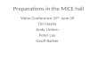 Preparations in the MICE hall Video Conference 25 th June 09 Tim Hayler Andy Lintern Peter Lau Geoff Barber