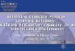 Assessing Graduate Program Learning Outcomes: Building Evaluation Capacity in an Inhospitable Environment October 17, 2014 John Stevenson & Elaine Finan