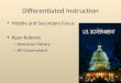 Differentiated Instruction Middle and Secondary Focus Ryan Roberts – American History – AP Government