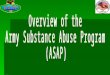 OBJECTIVES  Identify the two ASAPs  Identify the conditions that require a Soldier to be processed for administrative separation for substance abuse