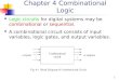 1 Chapter 4 Combinational Logic Logic circuits for digital systems may be combinational or sequential. A combinational circuit consists of input variables,