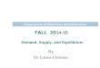 Department of Business Administration FALL 20 14 - 15 Demand, Supply, and Equilibrium By Dr Loizos Christou
