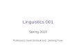 Linguistics 001 Spring 2010 Professors David Embick and Jiahong Yuan