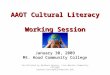 AAOT Cultural Literacy Working Session January 30, 2009 Mt. Hood Community Colleg Mt. Hood Community College Facilitated by Barbara Bessey, Linn-Benton