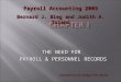 THE NEED FOR PAYROLL & PERSONNEL RECORDS Developed by Lisa Swallow, CPA CMA MS Payroll Accounting 2009 Bernard J. Bieg and Judith A. Toland