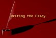 Writing the Essay. The Essay Basic Structure Introduction Tell the reader the topic and main points of the paper Body Paragraph Detail the main points