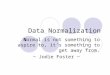 Data Normalization Normal is not something to aspire to, it's something to get away from. ~ Jodie Foster ~